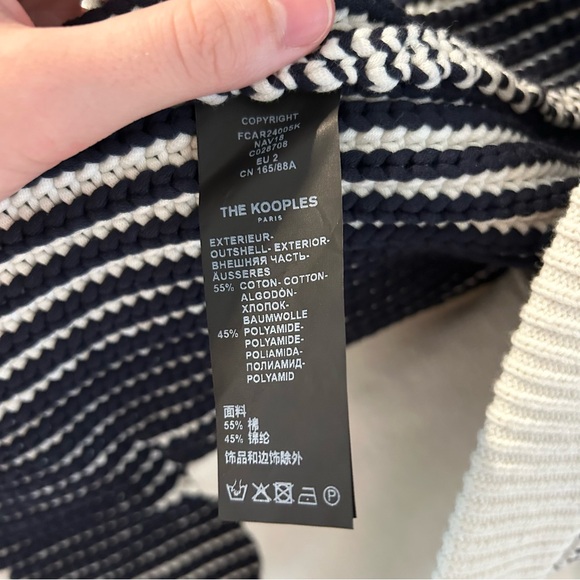 The Kooples NWT Navy Striped Long Line Cardigan - Picture 5 of 11